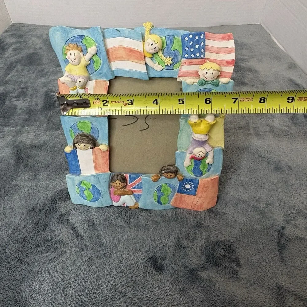 Vintage Children Of The Worlds Burnes Of Boston 3.5x5 Hand painted Picture Frame
